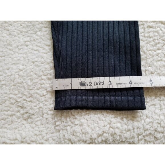GOOD AMERICAN Wide Rib Shine Seamless Compression Leggings Black 3/4 = L/XL - Picture 8 of 11
